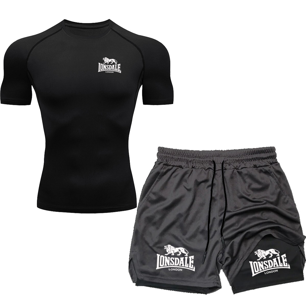 Running Jogging Gear - LONSDALE Pantaloncini multitasche da uomo, pantaloncini