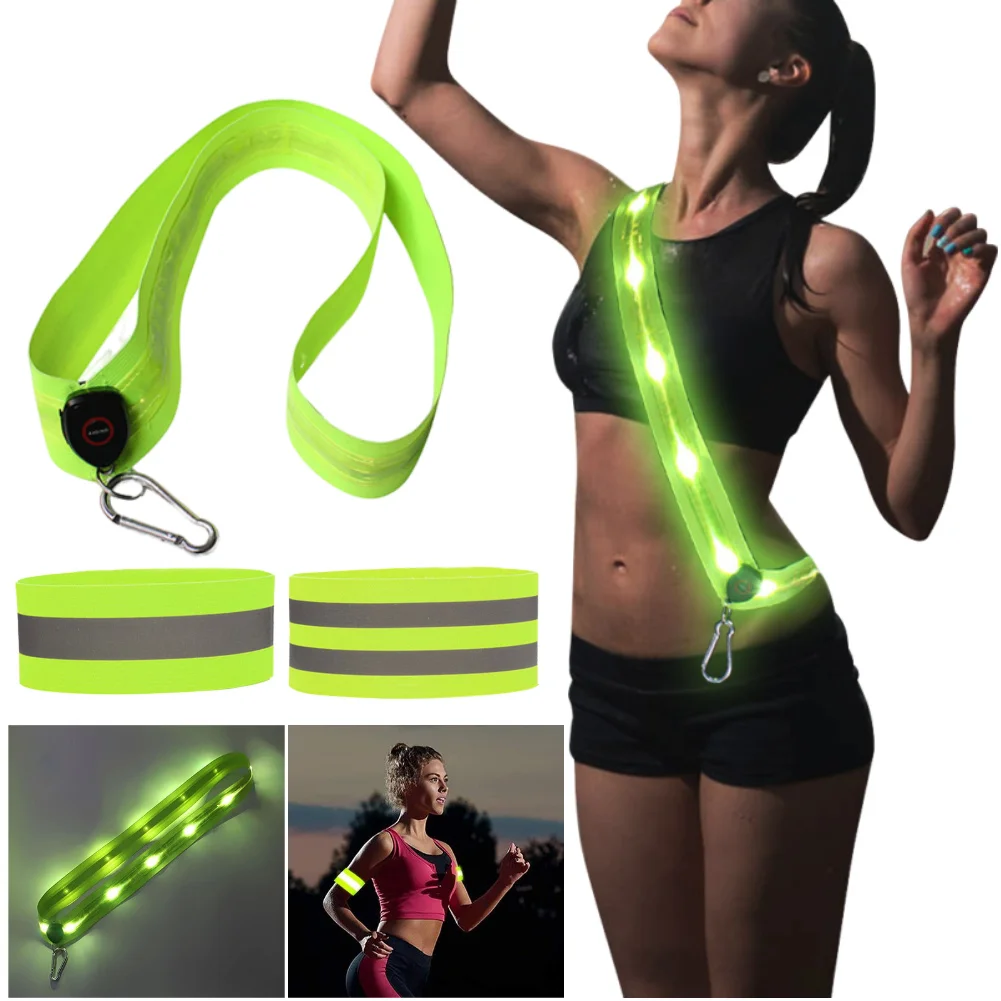 Running Gear Satisfy - Cintura LED Ricaricabile Riflettente per Uomo